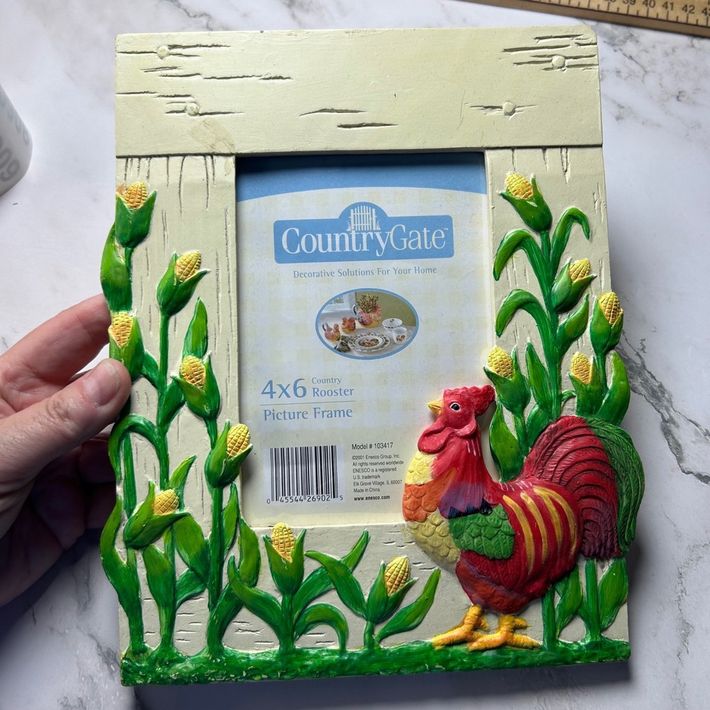Country Gate Enesco Rooster Corn Stalks 4x6 Picture Frame 103417 Farmhouse Decor